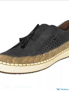 OrcaJump - Womens Solid Color Tassel Flat Heel Round Toe Moccasins - Spring, Summer, Fall Casual Walking Shoes (Black, Black Tassel Slip-on Loafers, Black Slip-ons With Perforated Round Toe, Black Slip-ons With Perforated Toe Box, Casual Slip-on Moccasins With Tassels, Casual Tassel Slip-on Moccasins, Spring Heels, Casual Walking Shoes, Style Flats, Elegant Flats