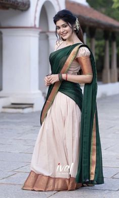 Tamil Wedding Guest Outfit, Kerala Dress, Onam Dress, Dharsha Gupta, Kerala Saree Blouse Designs, Saree Wearing