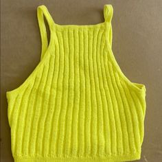 Cute Forever21 High Neck Style Halter Top Color Yellow/Green Size Large Never Worn Before Trendy Neon Yellow Tops For Summer, Trendy Neon Yellow Top For Summer, Trendy Neon Yellow Summer Top, Trendy Yellow Crop Top For Spring, Trendy Yellow Crop Top For Day Out, Casual Yellow Cropped Crop Top, Trendy Yellow Crop Top, Forever 21 Green Trendy Crop Top, Forever 21 Green Crop Top For Spring