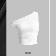 Bnwt Commense Solid One-Shoulder Sleeveless Short White Fitted One-shoulder Tank Top, Fitted White One-shoulder Tank Top, White One-shoulder Stretch Tank Top, White One-shoulder Crop Top For Summer, One Shoulder, Color White, Womens Tops, Women Shopping, White