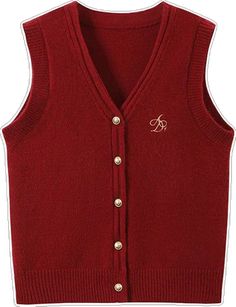 Classic Sweater, Red S, Sleeveless Cardigan, Sweater Vest, Timeless Design, Knitted Fabric, Knit Fabric, Layering, Premium Quality