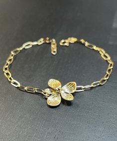 Gold filled bracelet with gold plated orchid is 7 inches long, paper clip chain plus extension if you would like to. Small Spring ring clasp.Minimalist Do you need it different size? Make changes while placing your order. Paper Clip, Spring Rings, Gold Filled, Orchids, Gold Plate, Plating, Charm Bracelet, Chain, Gold