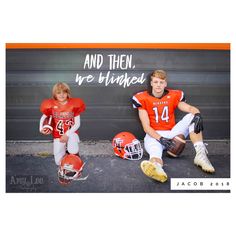 two young football players sitting on the ground