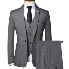 From the refined jacket to the coordinating vest and trousers, each element accentuates your individuality and ensures you stand out with unparalleled style and grace. Casual, Wedding, Business Suit Colors: Coffee, Grey, Dark Grey 3-Piece Set: Jacket, Vest, Trouser Single Breasted 1 button closure Sizes: M to 3XL Fabric: Polyester Fitting: Regular Thickness: General Gender: Male Age: Adult Product ID: CJNSWTXZ01687 Please check the size chart carefully before you buy the item! Note: All sizes ar Dark Grey Suit, Vest And Trousers, Suit Colors, Formal Suit, Suit Men, Men Formal, Jacket Vest, Mens Formal, Three Piece Suit