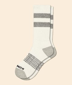 Bombas® Vintage Stripe Classic Crew Socks - White/Grey Large, Men's Whitegrey Knit socks Seamless toe closure Honeycomb arch support system Y-stitched heel Stay up technology Cushioned footbed Fits shoe sizes 9 1/2 - 13 One pair purchased; one pair donated. 65% Cotton 23% Polyester 6% Nylon 6% Elastane. Machine wash cold. Do not bleach. Tumble dry low. Do not iron. Do not dry clean. Apparel & Accessories Casual Slip-resistant Gray Socks, Casual Gray Slip-resistant Socks, Comfortable Fade-resistant Gray Socks, Gray Sporty Socks With Arch Support, Sporty Gray Socks With Arch Support, Honeycomb Arch, Bombas Socks, Socks For Men, Men's Socks