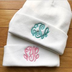 Beanie Embroidery, Embroidered Hat, Embroidered Hats, Monogram Styles, Winter Beanie, Knit Cap, Skull Cap Beanie, Hat Fashion, Embroidery Designs