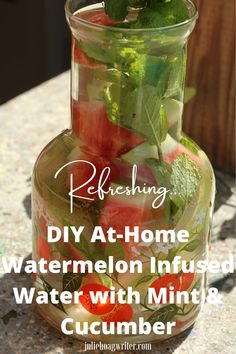 watermelon infused water with mint and cucumber