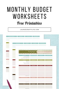 the free printable budget worksheet is on top of a desk with a pen and