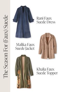 The season for faux suede is here. Find more suede items in our online shop. Faux Suede Dress, Faux Suede Jacket, Autumn Winter Fashion