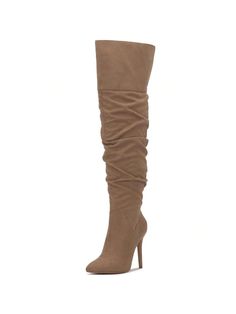 Sand Stone  Collar     Embellished   Women Shoes Fitted Beige Boots For Fall, Fitted Beige Knee-high Boots For Fall, Fitted Knee-high Boots With High Shaft For Winter, Fitted High Shaft Knee-high Boots For Winter, Fall Season Fitted Knee-high Boots, Fitted Tall Knee-high Boots For Fall, Fitted High Shaft Mid-calf Boots For Fall, Fall Fitted Beige Heeled Boots, Beige Fitted Heeled Boots For Fall