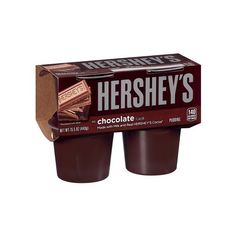 two boxes of hershey's chocolate sitting on top of each other in front of a red background