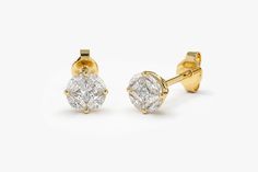 "Diamond Stud Earrings / 14k Gold Illusion Setting Diamond Stud Earrings 5MM / Solitaire Stud Earrings / Real Diamond Stud Earrings Features ✔Made to Order ✔Gold Kt: 14K (also available in 18K) ✔Available Gold Color: Rose Gold, Yellow Gold, White Gold ✔Marquise Diamond: 8 pcs 3.x1.50 MM ✔Princess Cut Diamond: 2 pcs 2.0 MM ✔Number of Stones: 10 ✔Total CTW: 0.45 ✔ Diamond Color-Clarity: G Color SI Clarity ✔Ready to Ship in 7-10 Business Days If you have any additional questions about this product, 14k Yellow Gold Round Cluster Earrings, Gold Halo Design Cluster Earrings, Luxury Yellow Gold Cluster Earrings With Brilliant Cut, Formal Gold Diamond Cut Cluster Earrings, Classic 14k Yellow Gold Cluster Earrings, Elegant Gold Cluster Halo Earrings, Luxury Halo Design Cluster Drop Earrings, Luxury Gold Cluster Earrings With Brilliant Cut, 14k Gold Cluster Earrings In White Gold