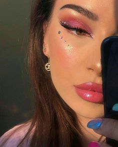 Rosa Make-up, Festival Glitter, Valentines Makeup, Beauty Make-up, Creative Makeup Looks