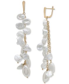 Graceful clusters of cultured freshwater pearls dangle from huggie hoops in these beautiful linear drop earrings. Freshwater Cultured Pearls, Jewelry Repair, Gold Plated Sterling Silver, Online Jewelry, Fresh Water, Silver Gold, Freshwater Pearls, Jewelry Watches, Gold Plate