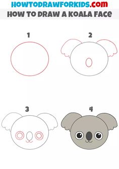 how to draw a koala face step by step instructions for kids and beginners