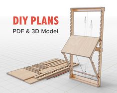 an image of a wooden model with the words diy plans and instructions on it