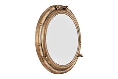 an oval mirror is shown against a white background