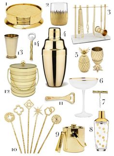 gold and white accessories for a party