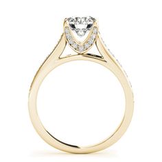 This elegant ring features 3/8 ctw. of brilliant diamonds that extend down the band. A 0.5 - 1.5 ct. round shape stone can be set with this ring.This ring can be customized for other stone sizes or shapes. Please contact us for assistance. Engagement Rings Platinum, Elegant Ring, Brilliant Diamond, Round Shape, Platinum, Engagement Ring, Diamonds, Yellow Gold, Engagement Rings