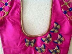 Boat Neck Blouse Design, Pattu Saree Blouse Designs, Aari Blouse, Kids Blouse Designs, Blouse Back Neck Designs, Blouse Design Images, Sari Blouse Designs, Simple Blouse Designs, Maggam Work Blouse Designs