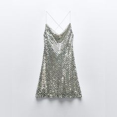 Nwt Zasa Mini Sequin Lingerie Dress Size Xs Multicolored. Sequined Slip Dress For Spring, Zara Mini Dress With Sequins For Spring, Zara Spring Mini Dress With Sequins, Zara Sequined Mini Dress For Spring, Silver Palette, Square Neckline Dress, Sequin Dress Party, Zara Mini Dress, Sparkly Mini Dress