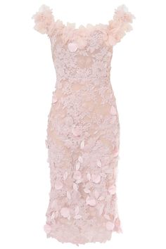 MARCHESA-Off Shoulder Dress- Marchesa Cocktail Dress, Chantilly Dress, Photography Places, Off Shoulder Cocktail Dress, Off Shoulder Midi Dress, Fancy Gowns, Blush Pink Dresses, Fancy Dress Up, Pink Cocktail Dress