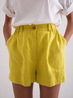 Linen Shorts Women Linen Shorts Summer Shorts - Etsy Womens Linen Shorts, Elegant Shorts, Linen Shorts Women, Tank Top Long, Buy Linen, Linen Summer, Linen Color, Linen Material, Shorts Summer