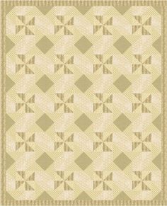 a beige and white quilt with squares on it