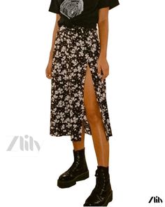 Zlily - Stylish High-Waisted Leopard Print Maxi Skirt Featuring Side Slit and A-line Silhouette Bodycon Maxi Skirt, Kids Dress Shoes, Long A Line Skirt, Printed Long Skirt, Mid Skirt, Party Rock, High Waisted Maxi Skirt, Floral Maxi Skirt, Printed Maxi Skirts