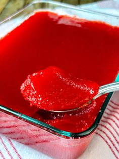 spoon full of applesauce jello Applesauce Jello Recipe, Red Hot Applesauce, Applesauce Jello, Keto Sauce, Lime Jello Salads, Cookie Salad, Jello Mold Recipes, Jello Recipe, Jello Dessert Recipes