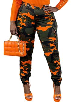 PRICES MAY VARY. Material: Women's cargo camo pants are made of high-quality polyester, with strong elasticity, not easy to deform, and soft to the touch. Can be worn in all seasons of spring, summer, autumn and winter. Features: Camo Cargo Pants, Camouflage Jogger Pants, Workout Pants, Camo Active Pants with Pockets, Camo Jogger Pants, Women's Cargo Camo Pants, Oversized Cargo Pants, Casual Pants, High Waist, Loose Pants. Design: Stylish and comfortable, loose fit, the unique camouflage print i Camouflage Cargo Pants, Button Decor, Orange Camo, Camo Fashion, Camo Cargo Pants, Camouflage Print, Ribbed Knit Sweater, Cargo Pants Women, Cargo Trousers