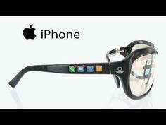 an apple logo on the side of a pair of black glasses with clear lenses