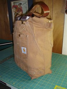 a brown bag sitting on top of a cutting board