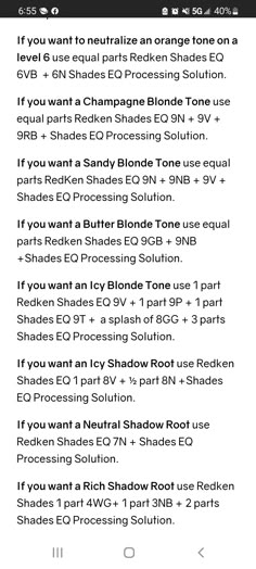 Shades Eq Sandy Blonde Formula, Redken Education, Redken Color Formulas, Redken Shade, Hair Formulas, Hair Formula