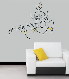 an artistic wall sticker depicting the hindu god ganesh