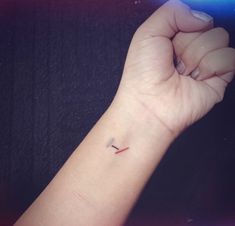 a person's arm with a small tattoo on the left side of their wrist