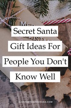 presents wrapped in brown paper with the words secret santa gift ideas for people you don't know well