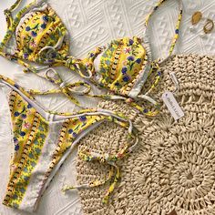 Material: This Yellow Bohemia Print Straps Bikini Set is made of 82% polyester 18% spandex. Size: S, M, L *We recommend taking measurements before ordering. Different brands use different size charts, if you want our items to fit perfectly, please check the size chart below. Thank you. Details: Yellow Bohemia Print Straps Bikini Set is true to size and very stretchy, size down if in between. Occasion: Best holiday gifts for mom, wife, girlfriend or women you love.Perfect for a honeymoon, summer Taking Measurements, Size Charts, Crochet Bikini, Holiday Gifts, Gifts For Mom, Size Chart, Thank You, Spandex, Yellow