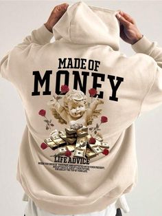 Manfinity Men Slogan & Floral Print Kangaroo Pocket Drawstring Thermal Hoodie | SHEIN USA Designs To Print On Hoodies, Hoodies Print Design, Cool Hoodies For Men, Hoodie Print Design Ideas, Graphic Hoodies Street Style, Hoodies Design Ideas, Hoodie Design Ideas, Aesthetic Hoodies, Printed Hoodies