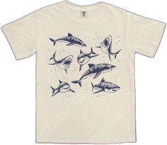 Shark Graphic Tee, Shark Tshirts, Shark Graphic, Shark Gifts, Shark Lover, Beach Tee, Shark Shirt, Comfort Colors Tshirt, Shark T Shirt