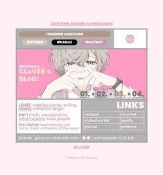 an image of a web page with the link to links and other things on it