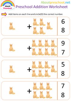 an addition worksheet with cats and numbers