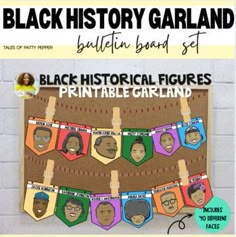 This resource can accompany your lesson plans throughout the celebration of Black History Month.This Black Historical figure bulletin board resource includes a total of 40 different figures and border heading border. Black Historical Figures, History Bulletin Boards, History Lesson Plans, Katherine Johnson, History Classroom, Bulletin Board Sets, Writing Crafts, Book Companion, Hanging Garland