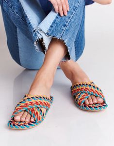 SARAYA - MULTI-RAINBOW VEGAN ROPE SANDALS – salt + umber Casual Braided Flip Flops For Vacation, Rainbow Sandals For Beach In Spring, Rainbow Sandals For Spring Beach Outing, Multicolor Woven Open Toe Sandals, Multicolor Woven Sandals For Summer, Multicolor Slides For Vacation, Rainbow Open-toe Sandals For Vacation, Rainbow Open Toe Sandals For Vacation, Multicolor Summer Sandals With Woven Sole