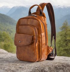 Elevate your style with our Handcrafted Vintage Brown Leather Backpack, perfect for those who value quality and classic design. This premium full-grain leather backpack offers timeless elegance and functionality. With multiple compartments for organized storage, including a front pocket for easy access to essentials, it's ideal for daily commutes, travel, or casual outings. Key Features: - Premium Full-Grain Leather: Durable and ages beautifully over time. - Multi-Compartment Design: Optimal organization for all your belongings. - Adjustable Straps: Ensures comfort for long-term use. - Durable Construction: Guaranteed to last, making it a valuable investment. Shipping: - Quick Processing Time: Ships within 1-2 days. - Fast Shipping: Delivery in 6-10 working days (faster in select countries Classic Leather Shoulder Backpack For On-the-go, Classic Business Crossbody Backpack, Classic Crossbody Backpack, Luxury Leather Chest Bag For Travel, Leather Chest Bag With Leather Lining For Travel, Classic Backpack With Adjustable Strap, Classic Brown Backpack With Adjustable Strap, Classic Leather Crossbody Backpack For School, Leather Backpack Chest Bag For Business