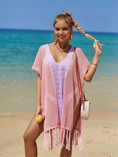 Pink Loose Clothing, Swimsuit Material, Cami Set, Fringe Sweater, Corsets And Bustiers, Oversize Knit, Clothing Details, Loose Outfit, Set Sail