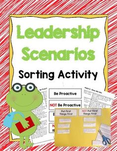 a frog reading a book with the words,'leaders and scenarioss sorting activity