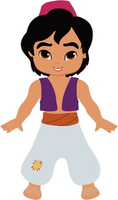 an image of a cartoon character in purple and white clothes with his arms outstretched out