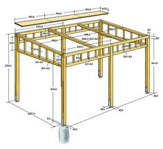 an image of a wooden structure that is being built with measurements for the top and bottom part