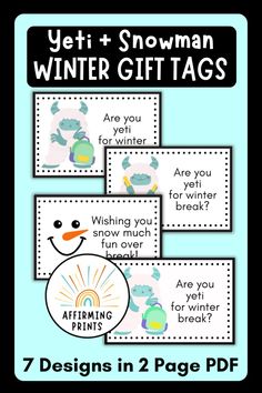 snowman winter gift tags for kids to print and use on their own christmas cards